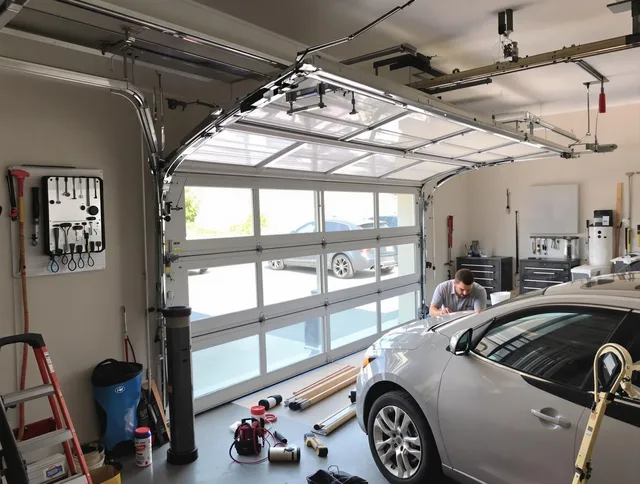 Garage door noise reduction service by Trumbull Center Garage Door Repair in Trumbull Center