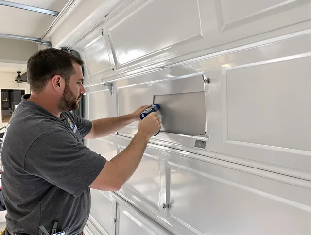 Garage door panel repair by Trumbull Center Garage Door Repair in Trumbull Center